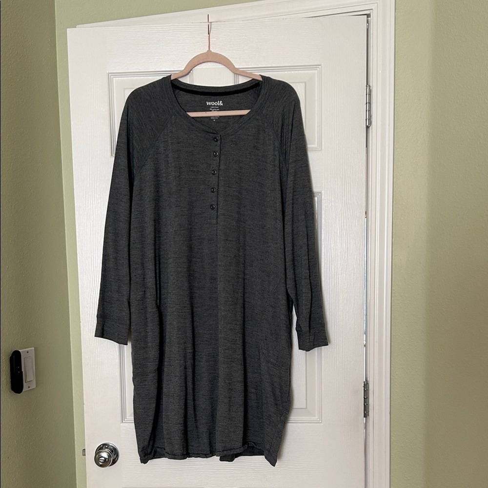 Wool& Georgia Henley Dress in Charcoal